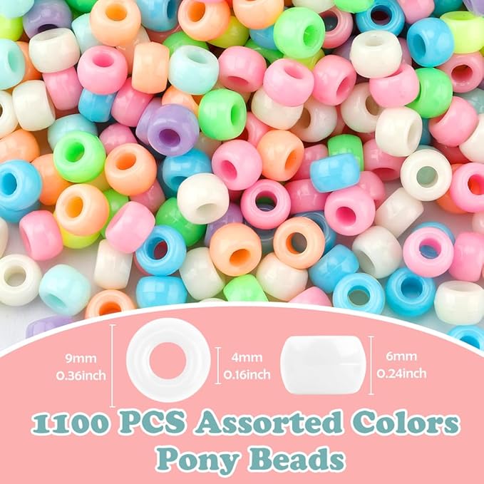 QPIXVB 1100PCS Pony Beads,Beads for Jewelry Making,Colorful Pony Bead for Christmas Crafts Gifts and Bracelet Making,Friendship Bracelet Bead,DIY Necklace Keychain Charms Making Supplies