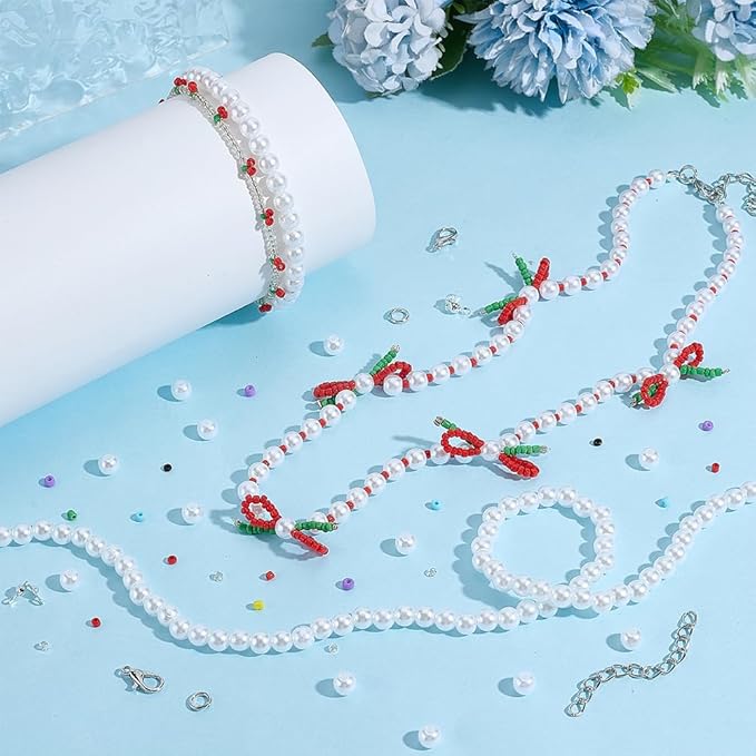 PH PandaHall DIY Bracelet Makings Kits, Glass Beads Charm Bracelet Kit Friendship Bracelet Making Kit Jewelry Making Kit for DIY Craft Stackable Bracelet Necklace Earring Jewelry Making
