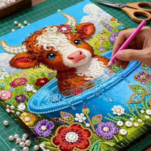 ARTopet DIY Pearl Painting Kit with Frame Gemstone Pearl Diamond Dots Beads Canvas Art Craft for Adult Beginners Display for Tabletop and Wall Mounting Home Decor-Calf - Image 2