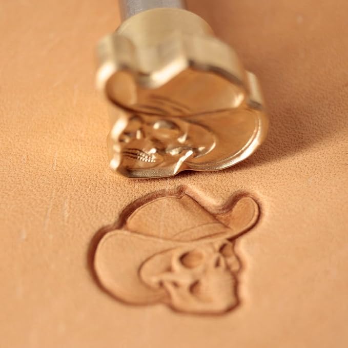 DandS ltd Leather Stamp Tool,Skull with Hat, Professional Steel Craft Tool for Leatherworking, Embossing, Carving & Stamping Leather Projects, Belts Wallets & DIY Projects Compatible with Mallet #358B