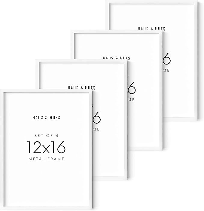 HAUS AND HUES 12x16 White Aluminum Frame Set - Modern Gallery Pack, Wall Display