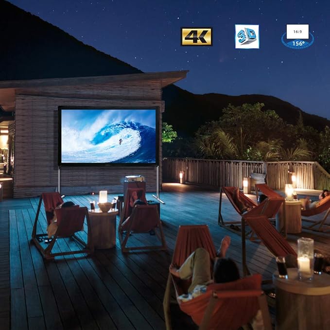 SCREENPRO 120inch Projector Screen with Stand, Fast Outdoor Movie Screen for Patio with Adjustable Leg(33"-51"),16:9 HD 4K Projector Screen for Yard Camping with Portable Carry Bag