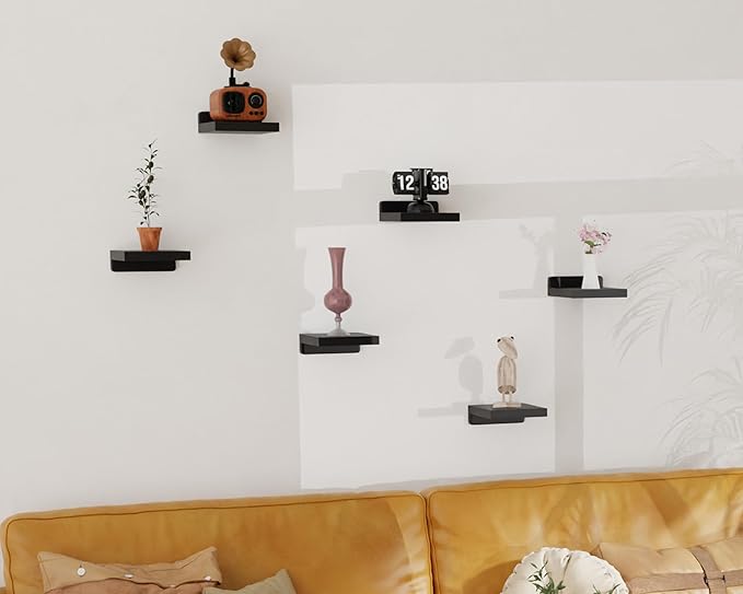 Small Floating Shelves Mini Shelves Hanging Display 5 Inch Wall Shelf for Bathroom Livingroom Bedroom,3 Pack, with 2 Types of Installation, Great for Room Decor