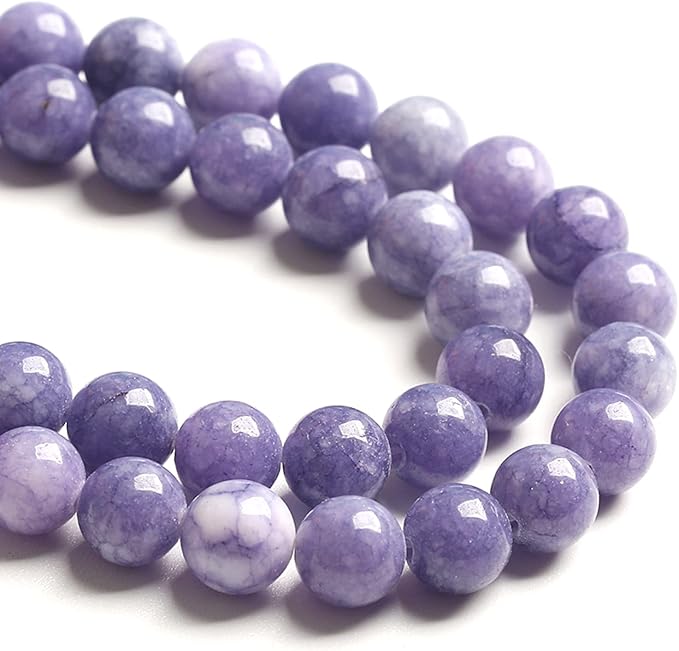 90PCS 8MM Lavender Purple Chalcedony Stone Loose Beads for Jewelry Making DIY Bracelet Necklace