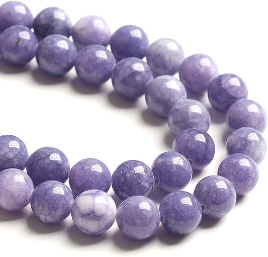 90PCS 8MM Lavender Purple Chalcedony Stone Loose Beads for Jewelry Making DIY Bracelet Necklace