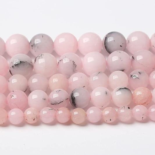 45pcs 8mm Natural Pink Opal Jades Stone Round Loose Spacer Beads for Jewelry Making DIY Bracelets Crystal Energy Healing Power Stone