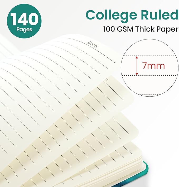 Lined Spiral Journal for Women, A5 Hardcover Cute Notebook for Work & Note Taking, Aesthetic Pretty Journal for Writing, 140 Pages, 6"x8", Emerald Shores