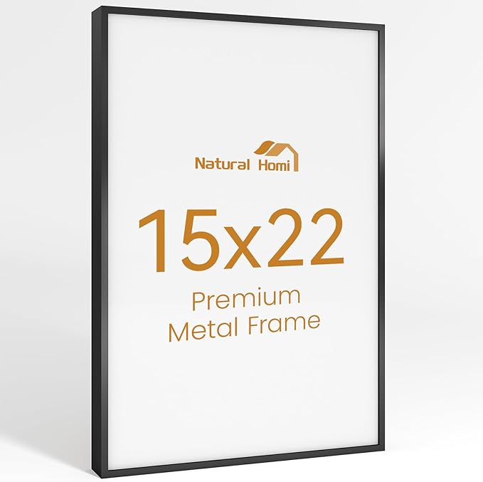 15x22 Aluminum Metal Picture Frame,Tempered Glass Black Photo Frame 15x22 for Family Photo,Posters,Art,Document to Wall Mount Horizontally or Vertically