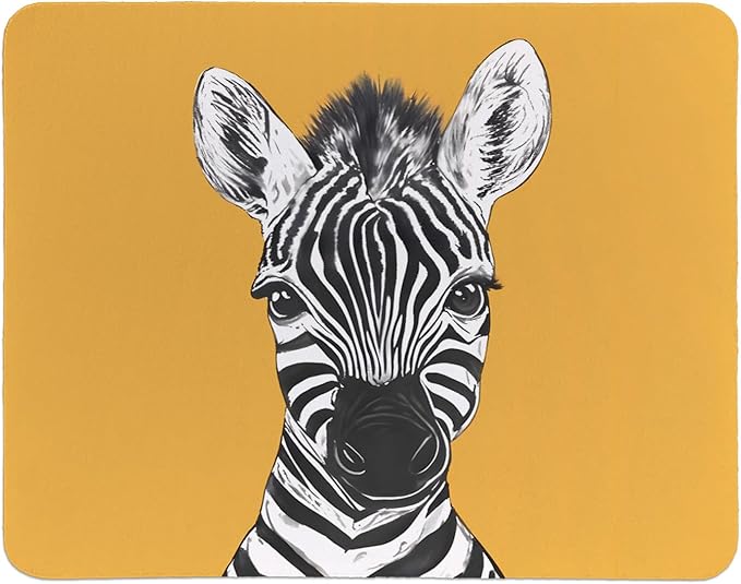 Rusenbao Cute Yellow Zebra Mouse Pad, Cute Small Mouse Pads for Desk, Zebra Gifts for Women, Gaming Mousepad for Wireless Mouse, Non-Slip Base, Computer, Office, Laptop, 9.5x7.9 Inch