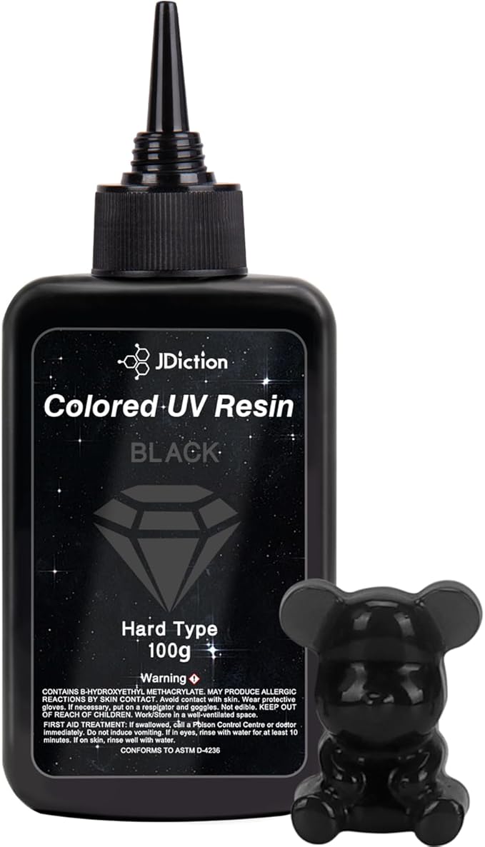 JDiction UV Resin Black, 100g Colored UV Resin Odorless and Hard UV Resin Kit for Jewelry Making, Colored Resin Casting and Coating, Crafts and Decoration