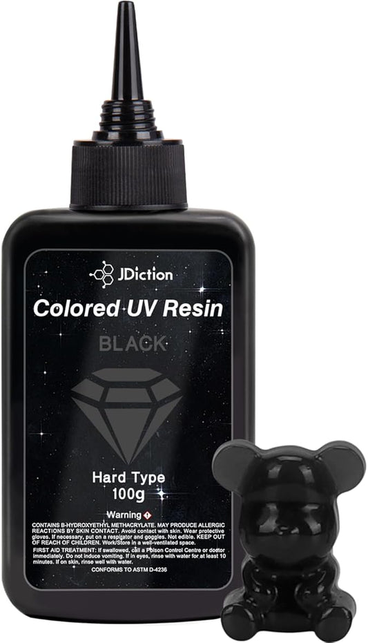 JDiction UV Resin Black, 100g Colored UV Resin Odorless and Hard UV Resin Kit for Jewelry Making, Colored Resin Casting and Coating, Crafts and Decoration