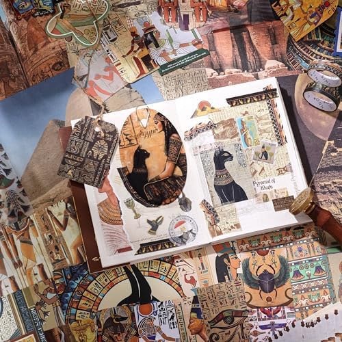 Scrapbooking Supplies Kit, Egyptian Vintage Aesthetic Scrapbook Kit for Bullet Junk Journal, Ancient Egypt DIY Journaling Supplies with Hieroglyph, Pharaoh, Pyramid, Unique Gift for Teens & Women - Image 6