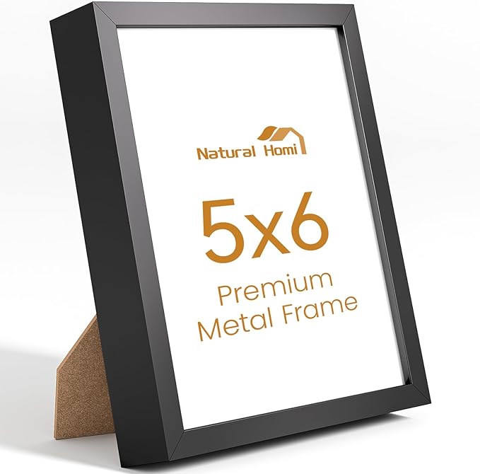 5x6 Aluminum Metal Picture Frame,Tempered Glass Black Photo Frame 5x6 for Family Photo,Posters,Art,Document to Wall Mount Horizontally or Vertically