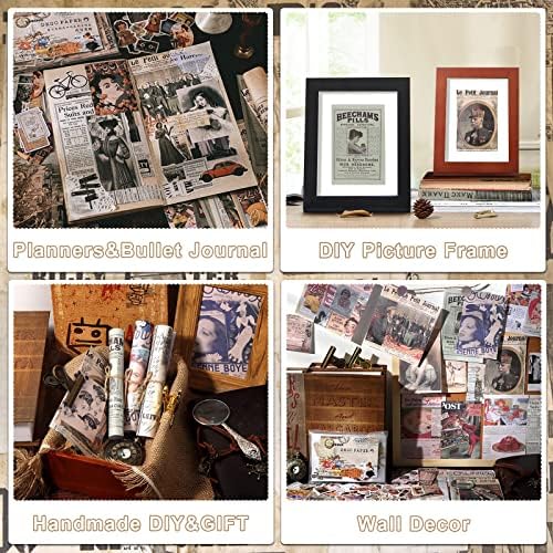 Draupnir 200pcs Vintage Junk Journal Supplies,Scrapbook Supplies Scrapbooking Paper and Stickers Ephemera For Art Aesthetic Journaling Kit Collage (Vintage) - Image 6