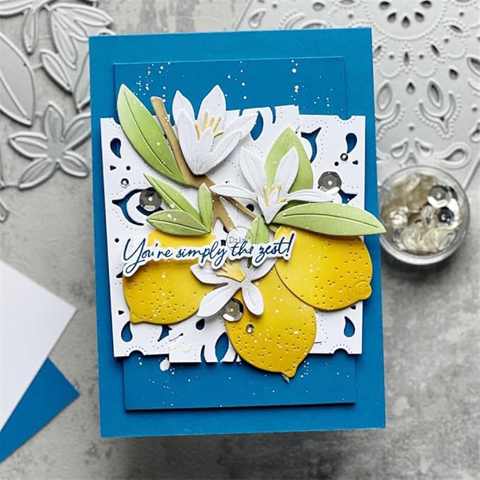 DzIxY Patchwork Branches Flowers Leaves Lemons Metal Cutting Dies for Card Making Kit Embossing Paper Die Cuts Set Scrapbook Stencils Supplies Machine Templates