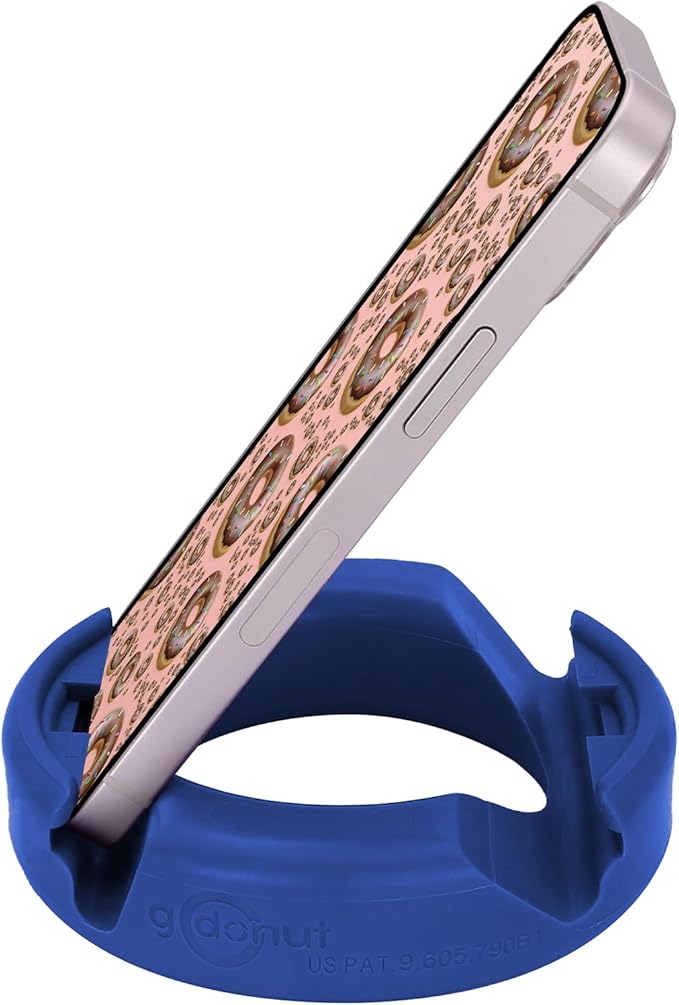 GoDonut – Phone Stand Original – Cell Phone Holder + Tablet Stand Desk Organizer – Compatible with Tablet, iPhone 17 16 15 14 Pro Max, Android & Most Smartphones - Blue