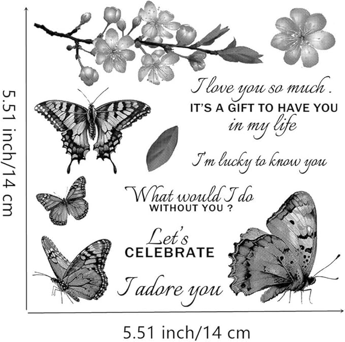 Butterfly Flower Stamps and Cutting Dies for Card Making DIY Transparent Silicone Clear Stamp and Metal Die Cuts Sets for Scrapbooking Paper Greeting Cards Decor Seals Craft Supplies