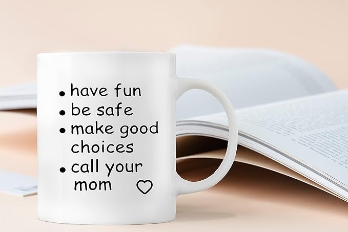 QASHWEY Funny Call Your Mom Coffee Mug, Graduation Gifts, Call Your Mom Coffee Cups Ceramic 11oz, College Gifts Tea Cup Mug Cup, Gift For College Freshmen