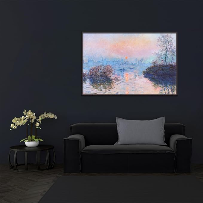 OKRA Claude Monet Wall Art Sunset on The Seine At Lavacourt, Winter Effect Poster Impressionist Art Nature Landscape Oil Painting Print Vintage Poster Room Aesthetic Decorate Unframed(8x12in/20x30cm)