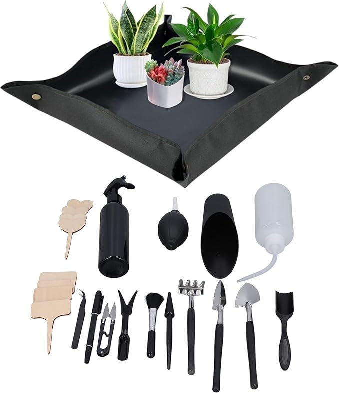 Tyenaza 23pcs Succulent Tools, Mini Garden Transplanting Tools Set for Bonsai Plant Small Indoor Plant