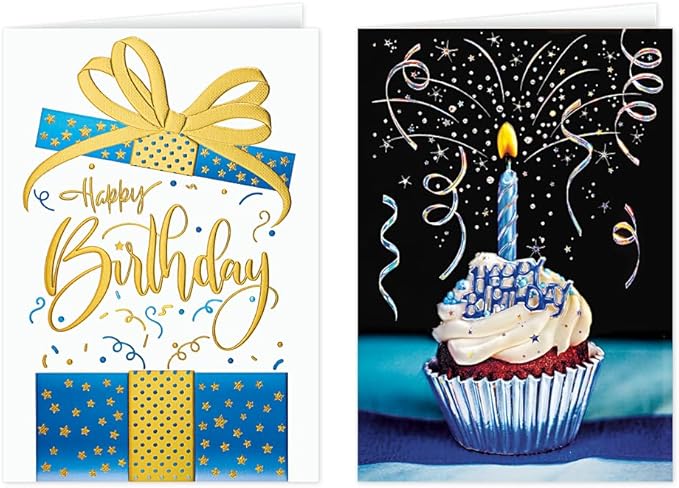 The Gallery Collection - Birthday Cards Assortment Box (35 Cards), Foil & Embossing (Birthday 1)
