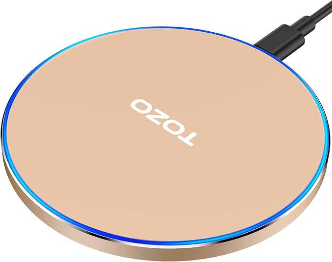 TOZO 2025 W1 New Anti-Slip Wireless Charger 15W Max Fast Wireless Charging Pad Compatible with iPhone 17/16/16 Plus/16 Pro Max /15/14/13/SE Series, Samsung Galaxy S25/S24/S23 Series, Matte Champagne