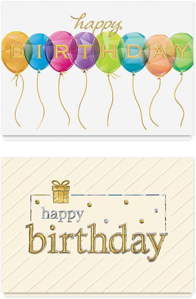 The Gallery Collection - Birthday Cards Assortment Box (35 Cards), Foil & Embossing (Birthday 1)