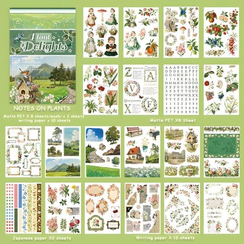 Snycler Sticker Book - 20 Sheets Vintage PET Stickers for Scrapbooking, Junk Journaling, Ephemera, and Decorative Crafts-Plant Delights - Image 6