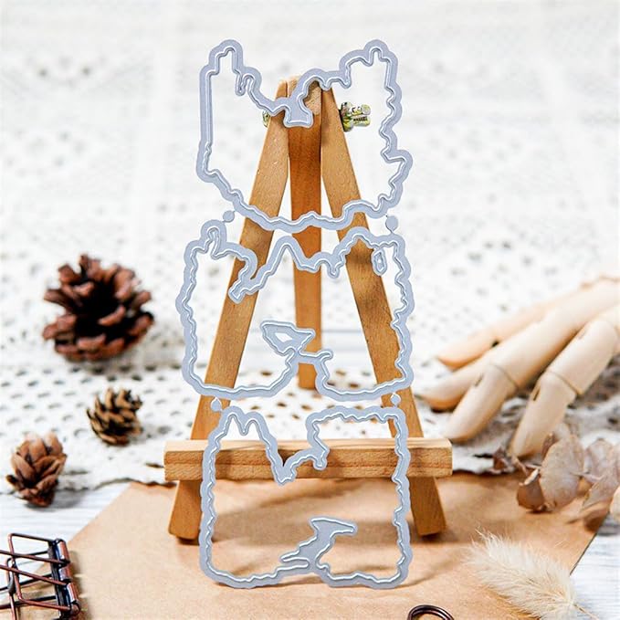 Christmas Snow Scene Stamps and Cutting Dies for Card Making DIY Transparent Silicone Clear Stamp and Metal Die Cuts Sets for Scrapbooking Paper Greeting Cards Decor Seals Craft Supplies
