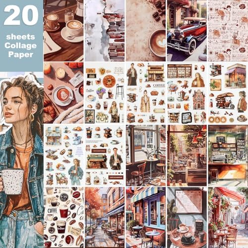 Scrapbooking Stickers - 500 Pre-Cut Washi Stickers & 20 Scrapbook Papers Coffee and People Sticker Books for journaling Scrapbooking Supplies - Image 3