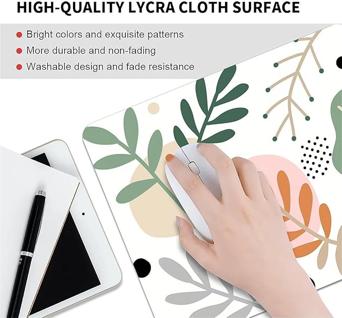 Square Mouse Pad Tropical Plants, Personalized Premium-Textured Custom Mouse Mat Design, Washable Mousepad Cloth, Non-Slip Rubber Base Computer Mouse Pads for Wireless Mouse