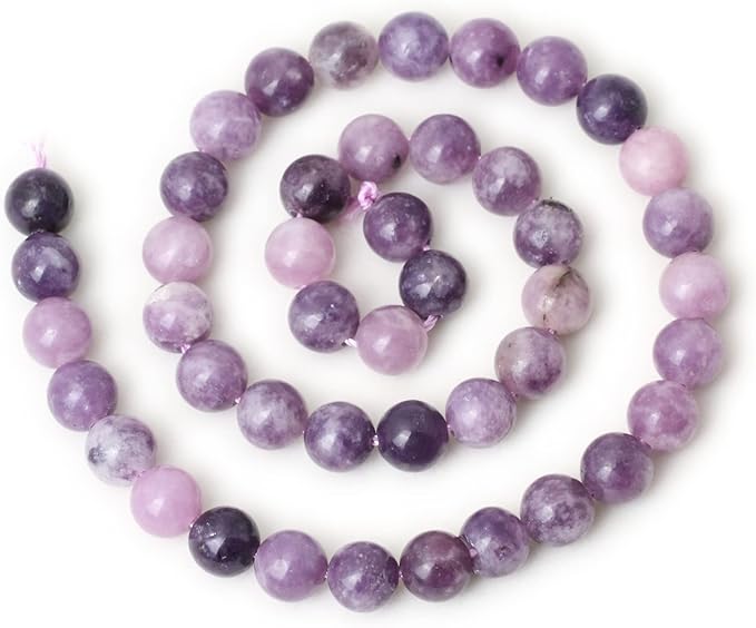 45PCS 8mm Natural Lepidolite Round Loose Beads for Jewelry Making 1 Strand 15"