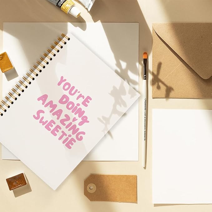 Preppy Pink Notebook Journal, You're Doing Amazing Sweetie Inspirational Notebooks, Pink Office Supplies, Pink Aesthetic Notebook, Pink Desk Accessories, Hardcover Spiral Notebook 5.5x8.3