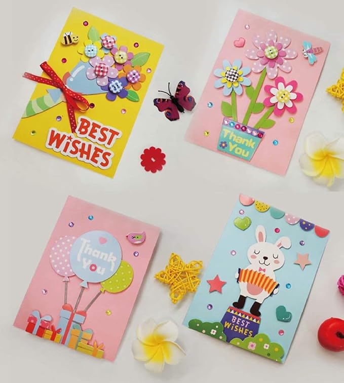 Card Making Kit DIY Handmade Greeting Card Kit for Kids Girl boy, Thank You Card Mother's Day Card Valentine's Card Easter Birthday Christmas Card Art Craft Supplies Set for 3 Years Old and up