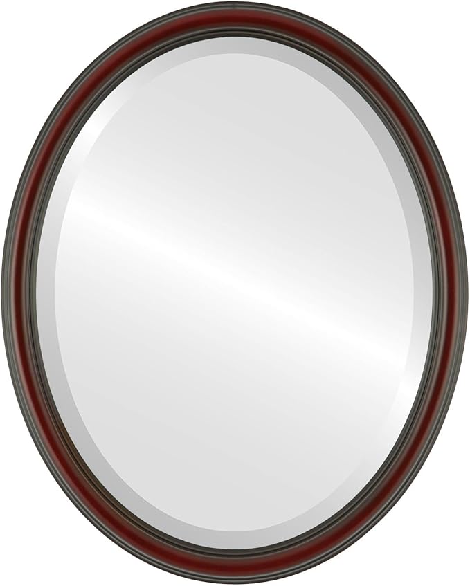 OVALCREST Oval Beveled Wall Mirror for Home Decor - Saratoga Style - Rosewood - 22x26 Outside Dimensions