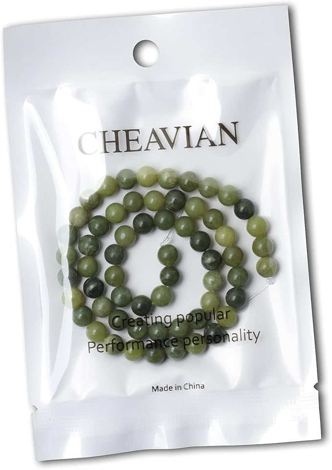 60PCS 6mm Natural Canadian Jade Gemstone Round Loose Beads Stone Beads for Jewelry Making DIY 1 Strand 15"