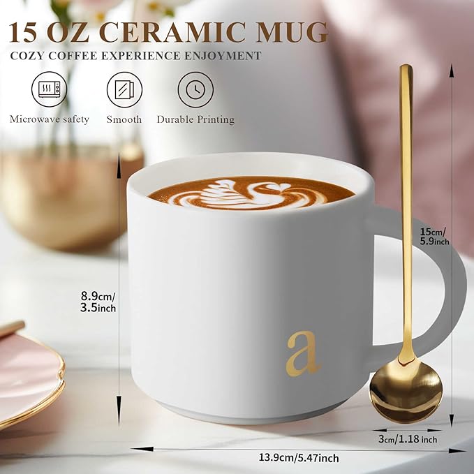 Monogrammed Ceramic Large Coffee Mug Tea Cup Women Teacher Coworker Assistant Principal Christmas Gifts Paraprofessional Administrative Professional It Hr Admin Day French Nursing Spanish Swim Latin,P