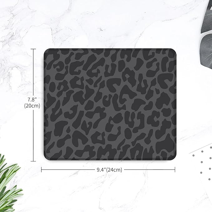 Seorsok Black Leopard Mouse Pad,Mouse Mat Square Waterproof Mouse Pad Non-Slip Rubber Base Mouse Pads for Office Laptop,9.5"x7.8"x0.12" Inch