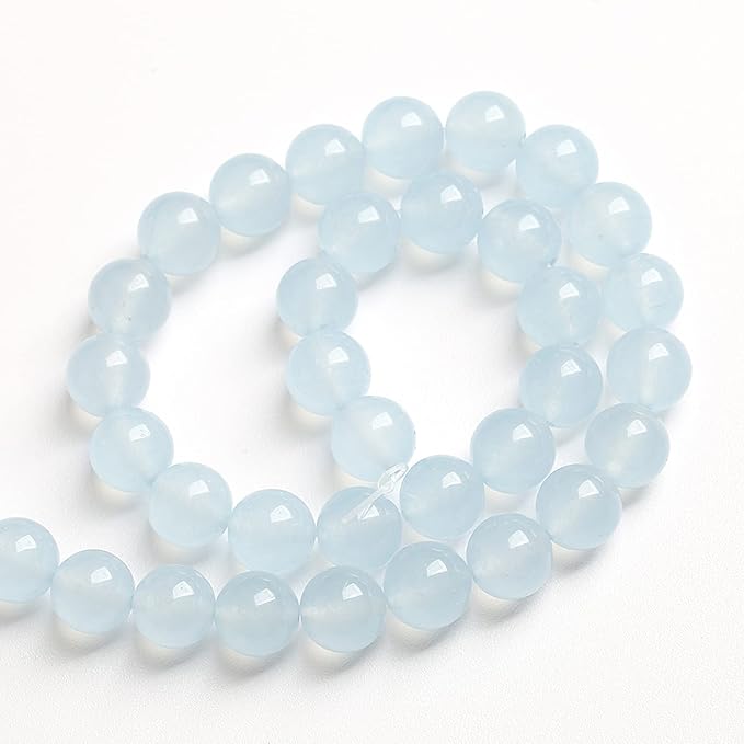 12MM 32PCS Natural Stone Light Blue Chalcedony Loose Beads for Jewelry Making DIY Bracelet Necklace