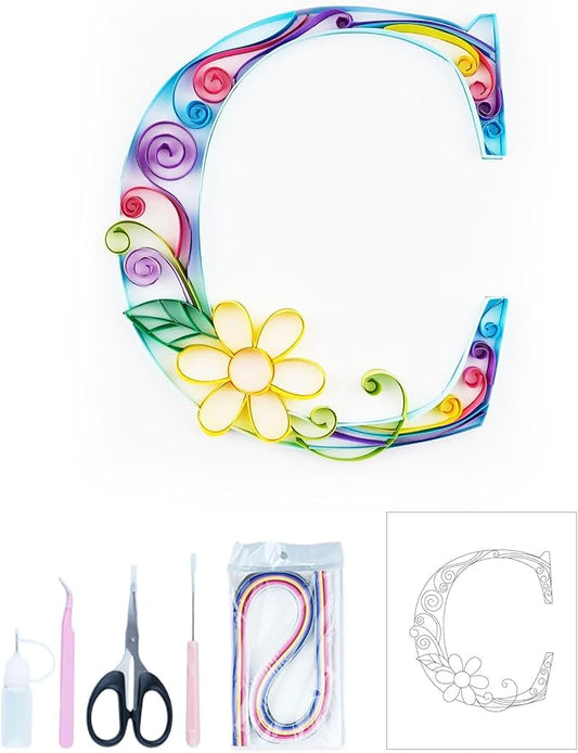Uniquilling Quilling Paper Quilling Kit for Adults Beginner, 8 * 10-inch Letters, Exquisite DIY Paper Filigree Painting Kits Quilling Tools, Home Room Wall Art Decor Best Gifts(Basic)