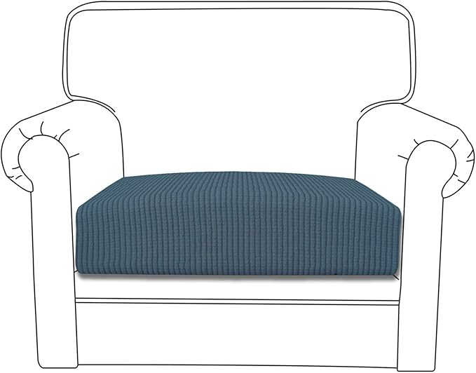 Easy-Going Stretch Chair Cushion Cover Sofa Cushion Furniture Protector Sofa Seat Sofa Slipcover Sofa Cover Soft Flexibility with Elastic Bottom(Chair Cushion, Bluestone)