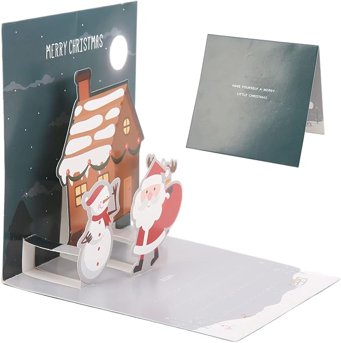 3D Greeting Cards,Christmas Party Card Sets,Greeting Three Dimensional Christmas Special Decorative Paper with Envelope Sticker (Type E)