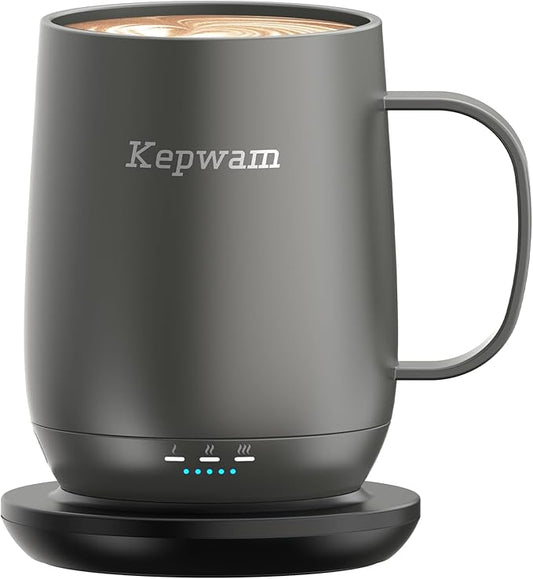 Self Heating Coffee Mug T2, 16oz Smart Heated Coffee Mug, 150 Min Battery Life - Hot up to 149℉ Temperature Control Coffee Mug Warmer, Gifts for Dad Mom (No APP)