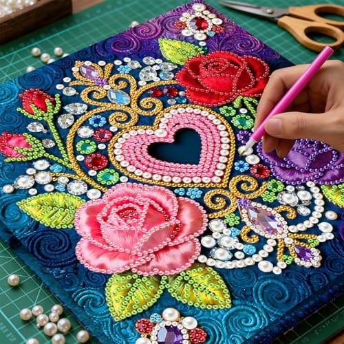 ARTopet DIY Pearl Painting Kit with Frame Gemstone Pearl Diamond Dots Beads Canvas Art Craft for Adult Beginners Display for Tabletop and Wall Mounting Home Decor-Rose - Image 5