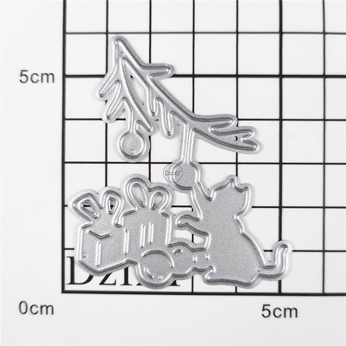 DzIxY Lovely Christmas Gift Cat Metal Cutting Dies for Card Making Embossing Paper Die Cuts Sets Album Scrapbooking Templates Stencils Storage Pockets