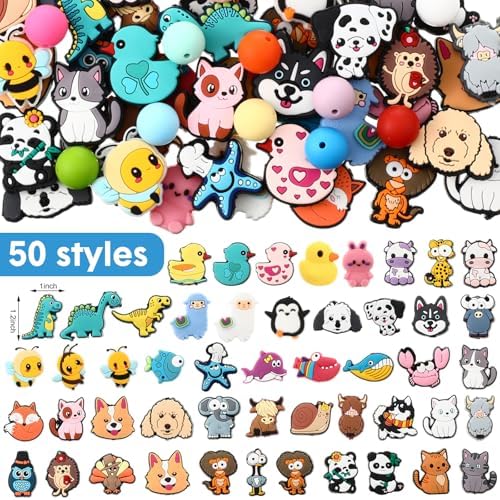 Humyoun 122 Pcs Beadable Pen DIY Kit with Silicone Beads, Stylish Style - Image 3