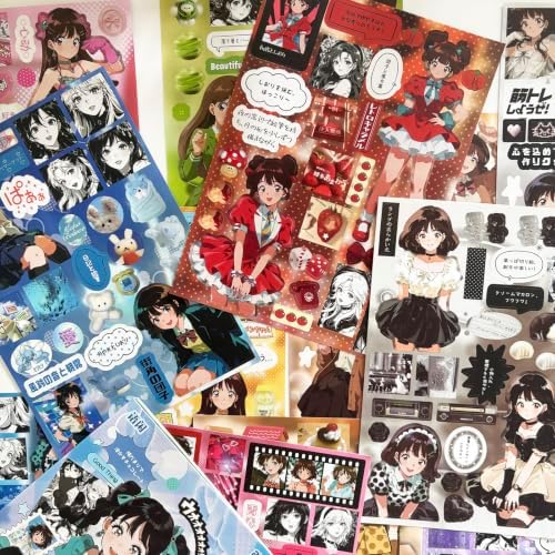Japanese Sticker Book for Scrapbooking Supplies,Manga Girls Stickers - Image 5