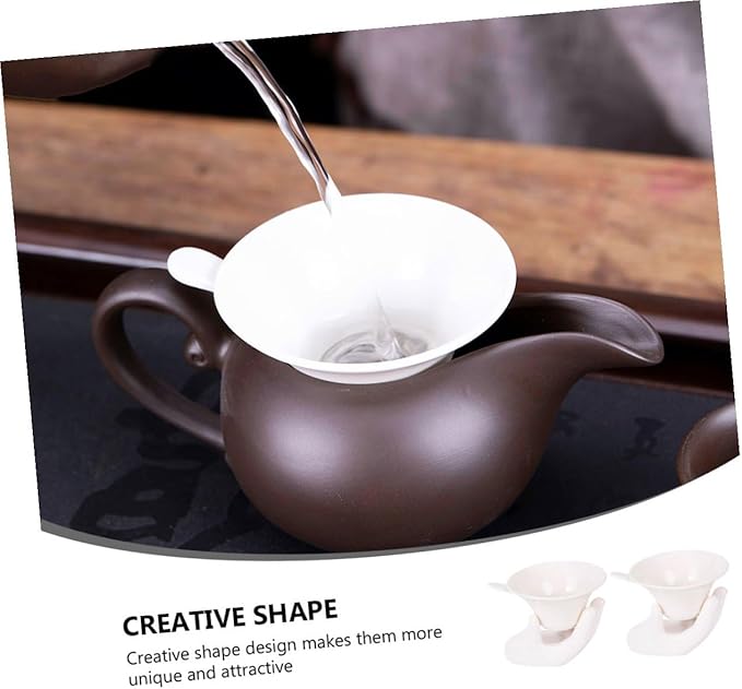 2 Sets Ceramic Tea Strainers White Tea Filters Infuser Filters Clean and Giving