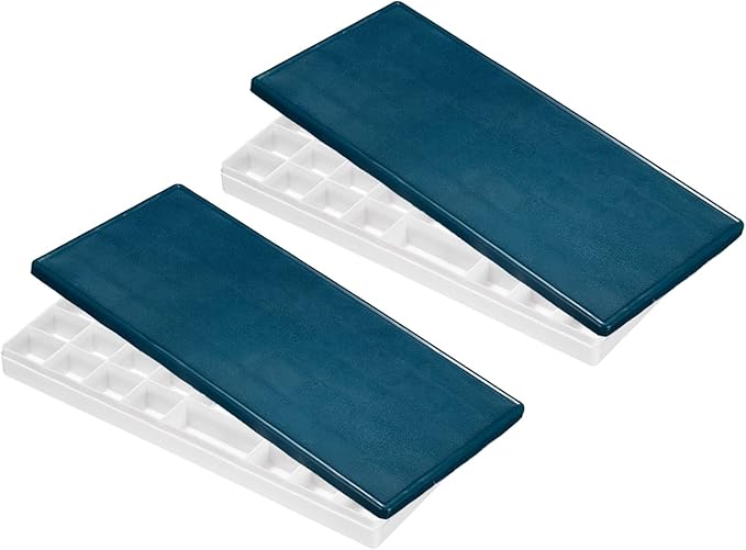 PATIKIL 44 Compartments Paint Palette, 2 Pack Plastic Painting Tray Deep Saver Box Detachable with Soft Cover Art Supplies Storage Organizer for Watercolor Gouache Oil Paint Art