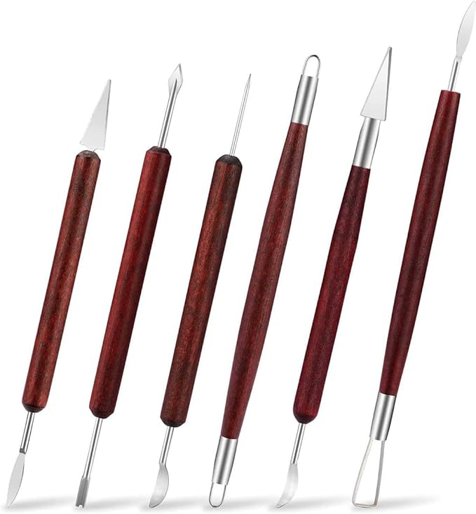 Clay Tools Sculpting for Polymer Air Dry Modeling Clay Beginners & Professionals Ideal for DIY Pottery & Ceramics Tools Double-Sided Polymer Carving Tools Kit 6pcs